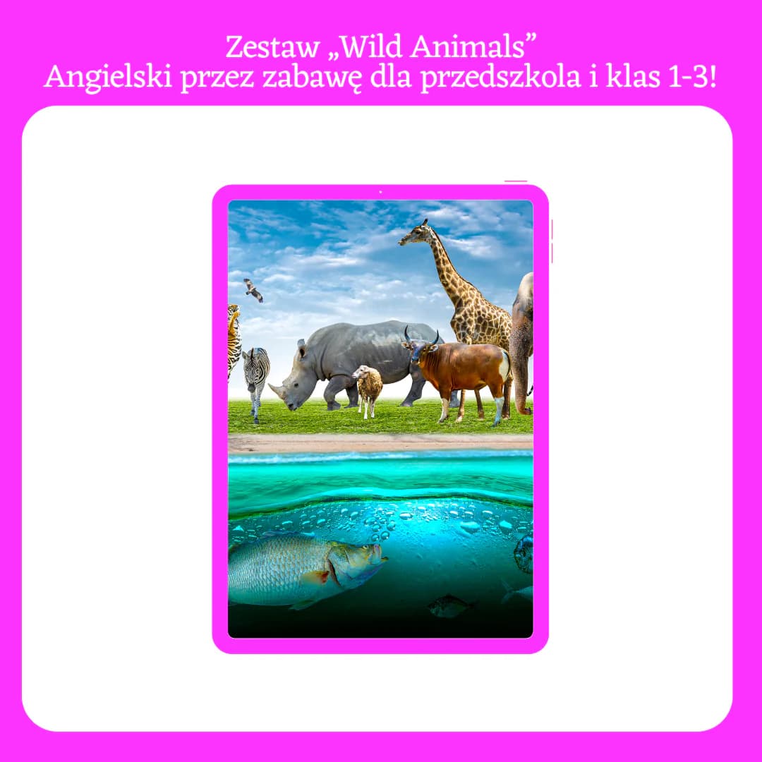 Zestaw „Wild  Animals” – Angielski przez zabawę dla przedszkola i klas 1-3!