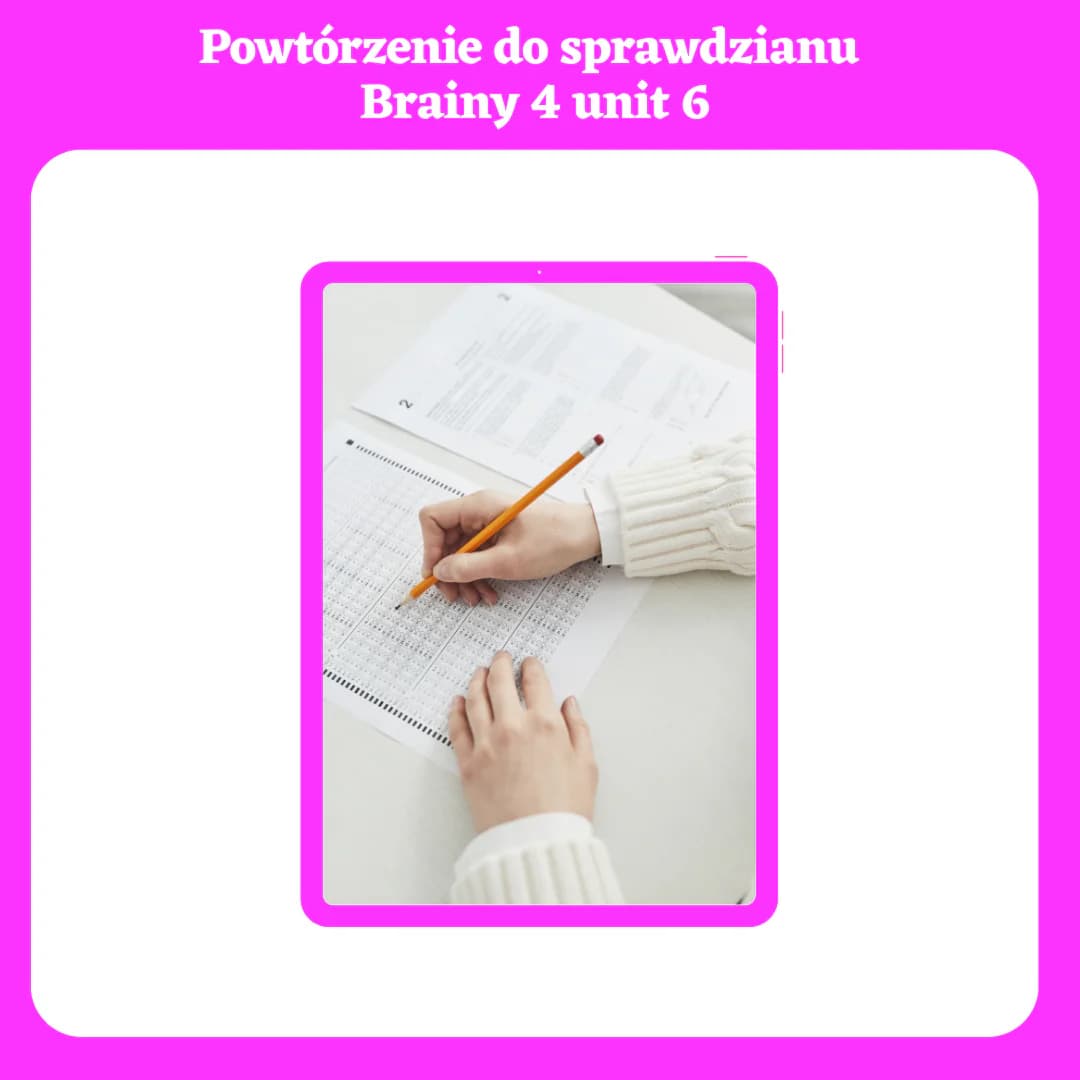 Karta pracy – Powtórzenie do sprawdzianu z angielskiego (Brainy klasa 4 unit 6)