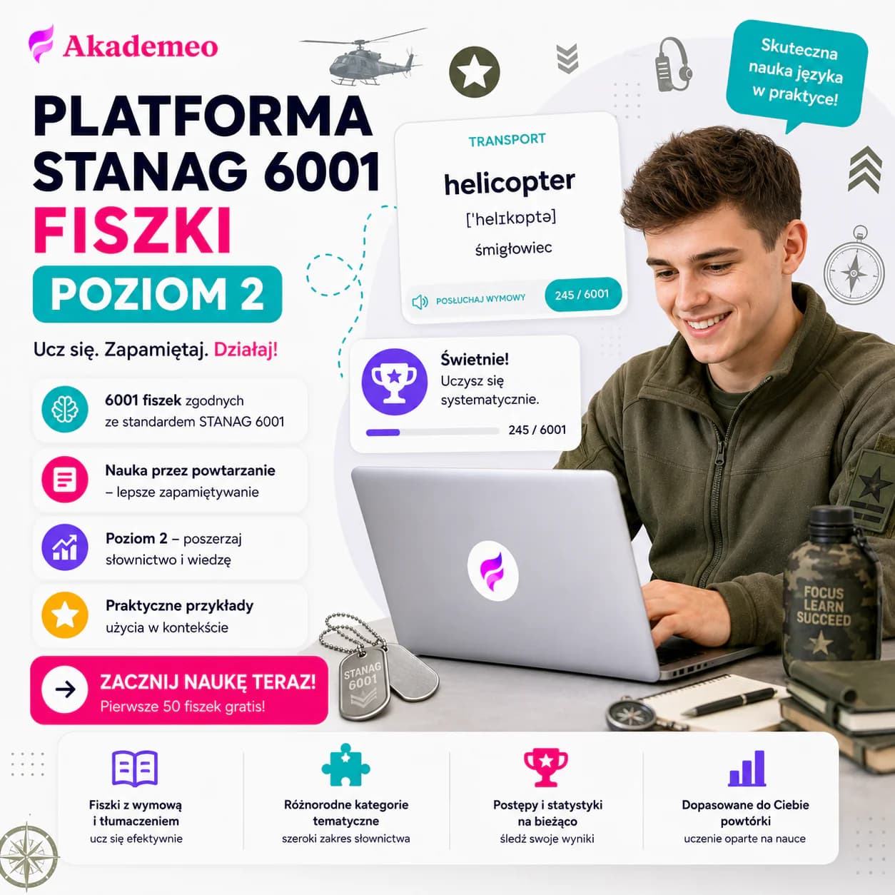STANAG 6001 kurs online Akademeo – przygotowanie do egzaminu z języka angielskiego