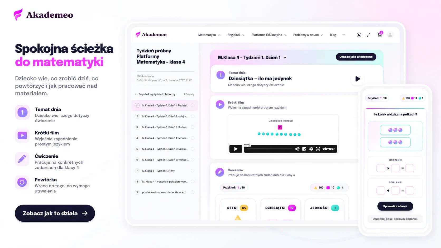 Platforma do nauki matematyki klasa 1 – bezpłatny dostęp próbny