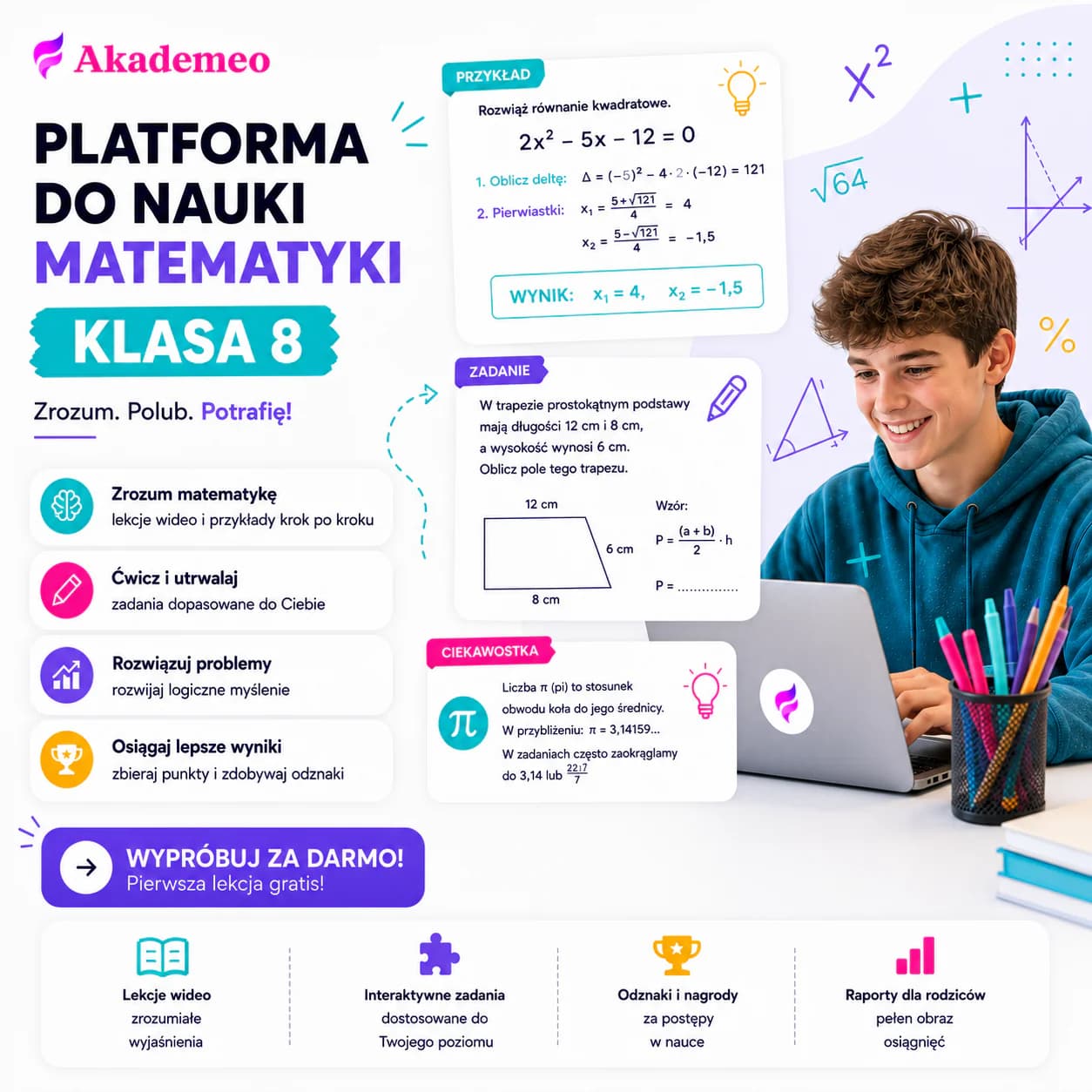 matematyka klasa 8 online - kurs i przygotowanie do egzaminu