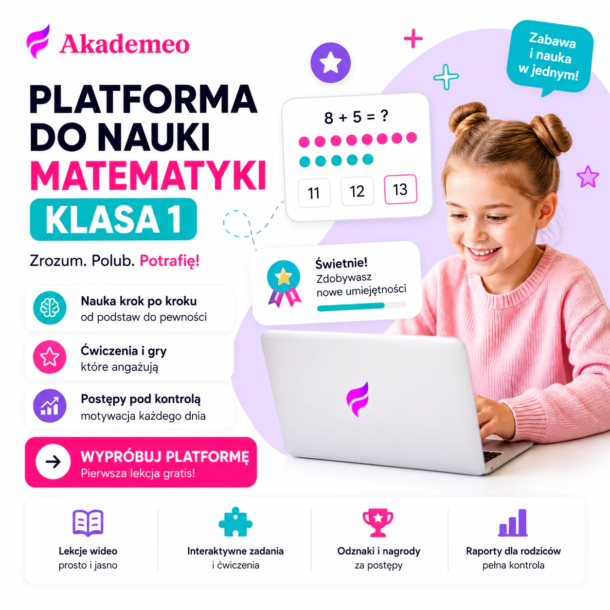 Matematyka klasa 1 online - platforma Akademeo