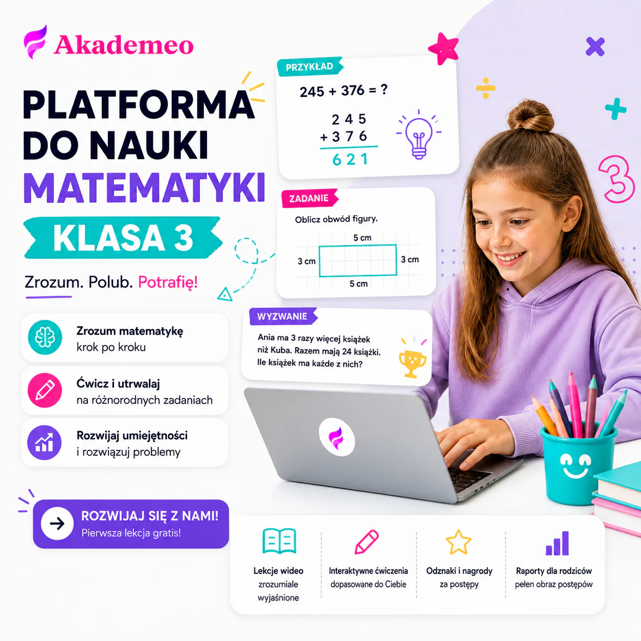 Matematyka klasa 3 online - platforma Akademeo