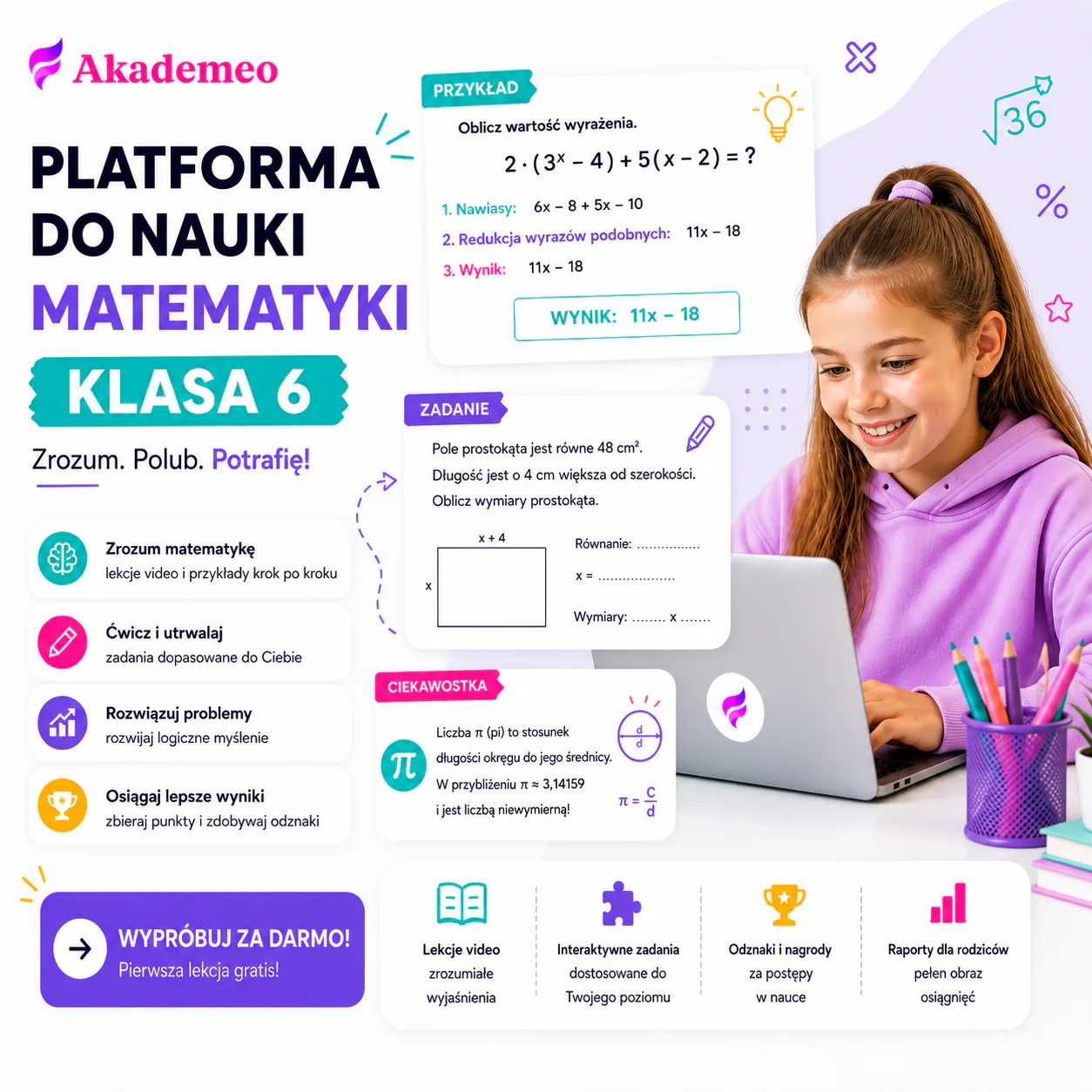 Matematyka klasa 6 online - platforma Akademeo
