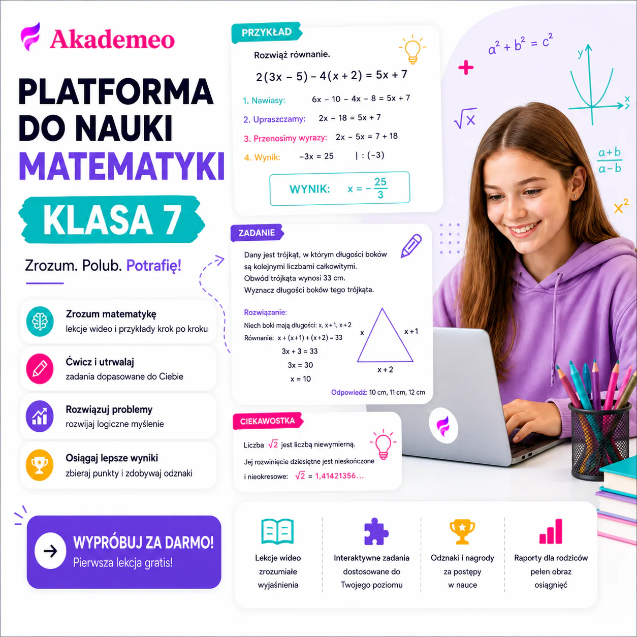 Matematyka klasa 7 online - platforma Akademeo
