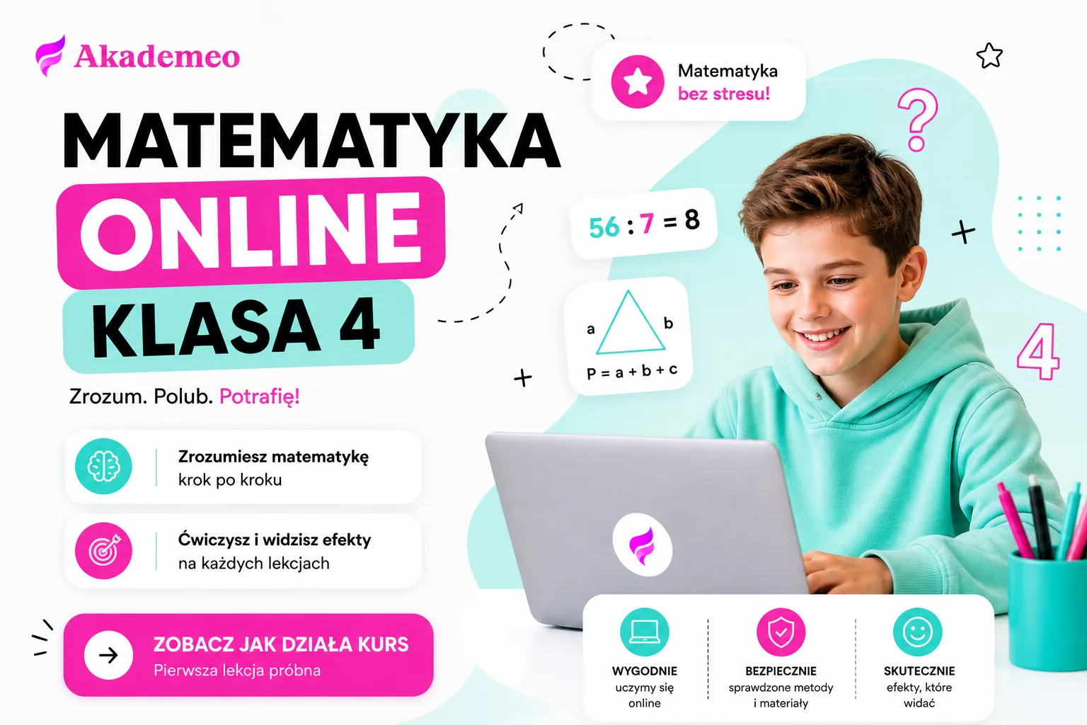 Matematyka klasa 4 online - kurs Akademeo