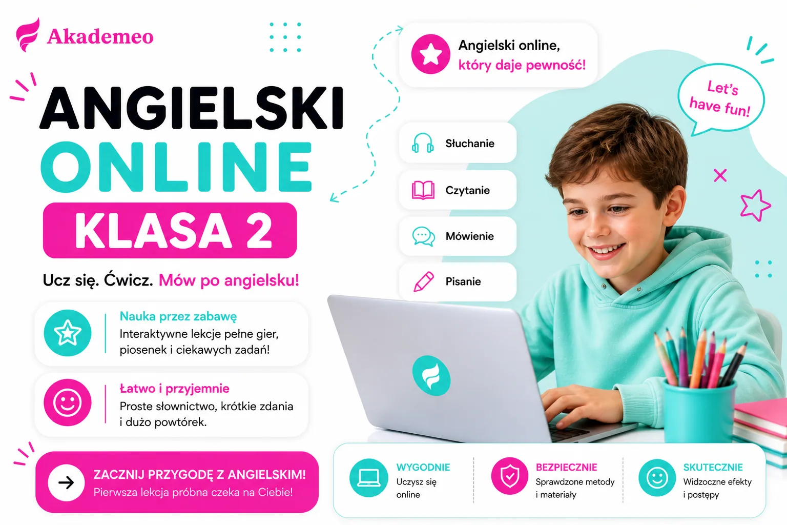 Angielski klasa 2 online – kurs Akademeo