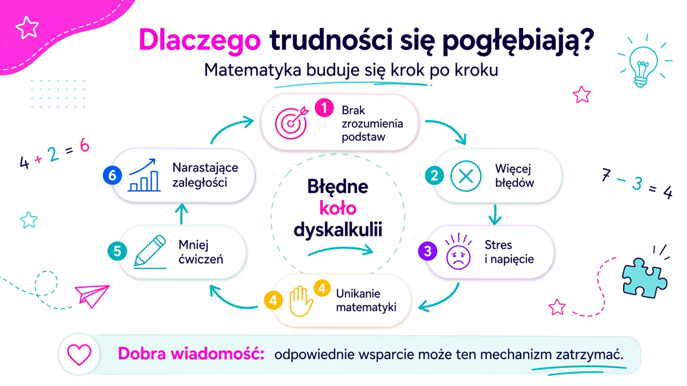 Dlaczego trudności z matematyką przy dyskalkulii się pogłębiają